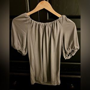 Banana Republic Silvery Gray Silk Bubble Sleeve  Top size small